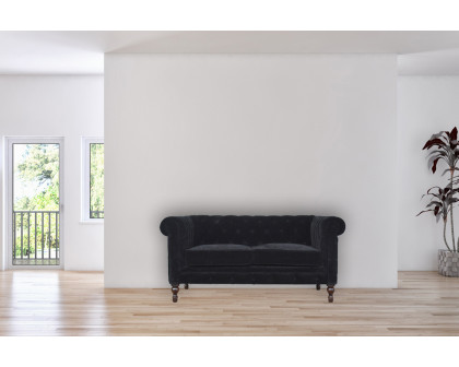 Artisan Chesterfield Sofa with 2 Seater - Black, Velvet