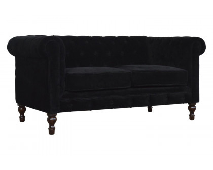 Artisan Chesterfield Sofa with 2 Seater - Black, Velvet