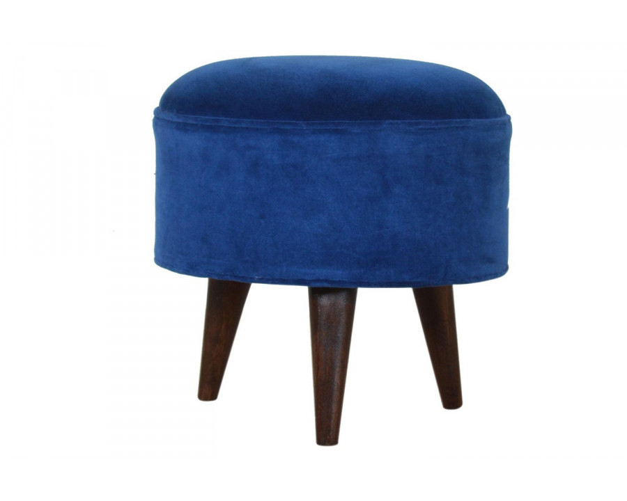 Artisan Nordic Style Footstool - Royal Blue, Velvet