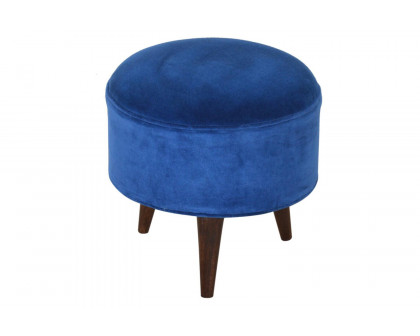 Artisan Nordic Style Footstool - Royal Blue, Velvet