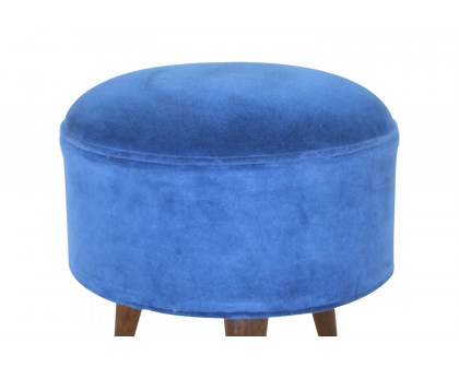 Artisan Nordic Style Footstool - Royal Blue, Velvet