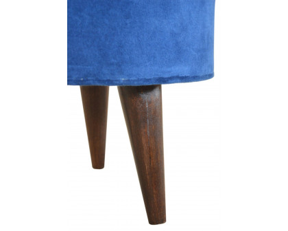 Artisan Nordic Style Footstool - Royal Blue, Velvet