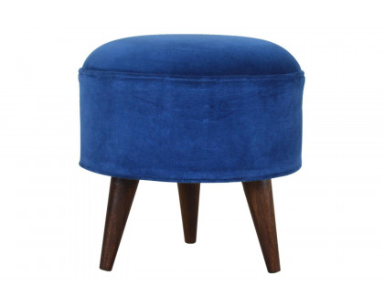 Artisan Nordic Style Footstool - Royal Blue, Velvet