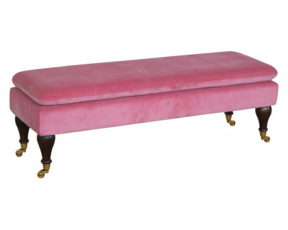 Artisan Bench with Castor Legs - Pink, Velvet