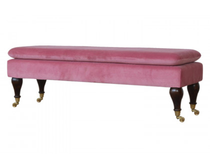 Artisan Bench with Castor Legs - Pink, Velvet