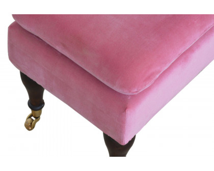 Artisan Bench with Castor Legs - Pink, Velvet