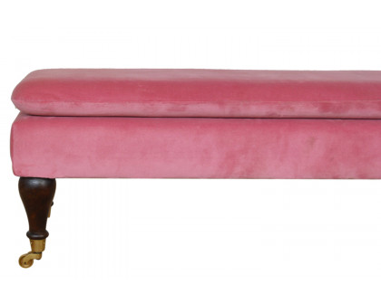 Artisan Bench with Castor Legs - Pink, Velvet