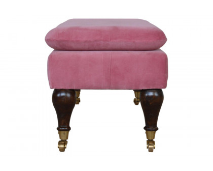 Artisan Bench with Castor Legs - Pink, Velvet