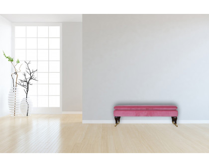 Artisan Bench with Castor Legs - Pink, Velvet