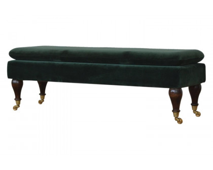 Artisan Bench with Castor Legs - Green, Velvet