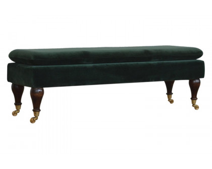 Artisan Bench with Castor Legs - Green, Velvet