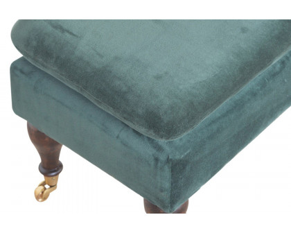 Artisan Bench with Castor Legs - Green, Velvet