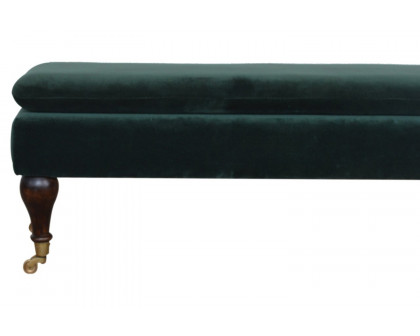 Artisan Bench with Castor Legs - Green, Velvet