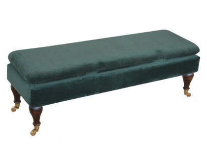 Artisan Bench with Castor Legs - Green, Velvet