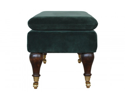 Artisan Bench with Castor Legs - Green, Velvet