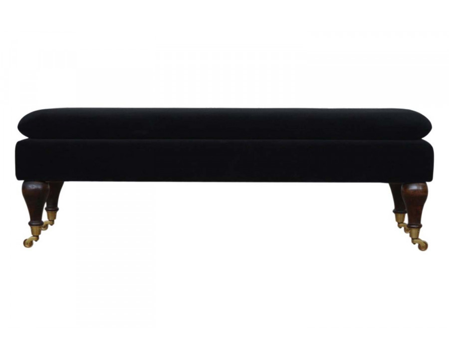 Artisan Bench with Castor Legs - Black, Velvet