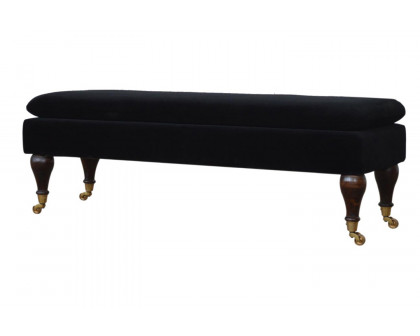 Artisan Bench with Castor Legs - Black, Velvet