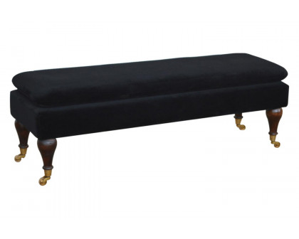 Artisan Bench with Castor Legs - Black, Velvet