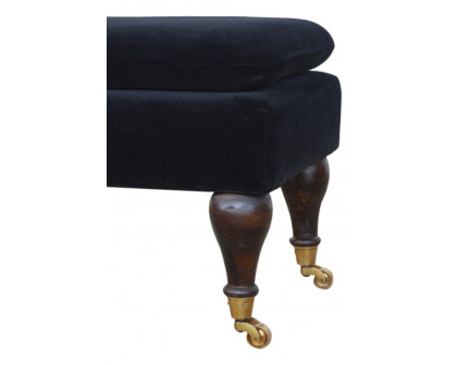 Artisan Bench with Castor Legs - Black, Velvet