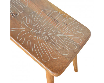 Artisan - Leaf Resin Print Bench in Oak-Ish