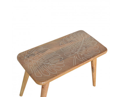 Artisan - Leaf Resin Print Bench in Oak-Ish