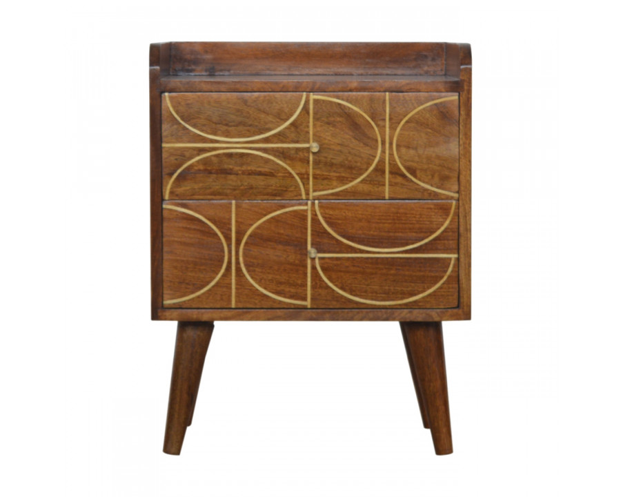 Artisan - Inlay Abstract Nightstand in Chestnut