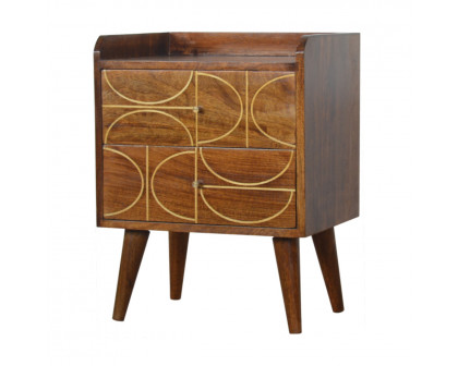 Artisan - Inlay Abstract Nightstand in Chestnut