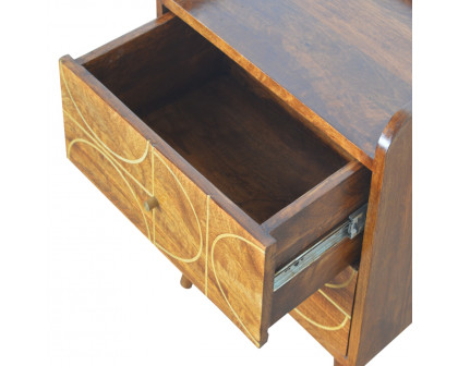 Artisan - Inlay Abstract Nightstand in Chestnut