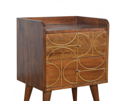 Artisan - Inlay Abstract Nightstand in Chestnut