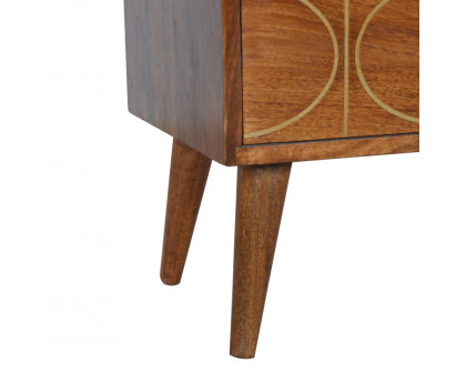 Artisan - Inlay Abstract Nightstand in Chestnut