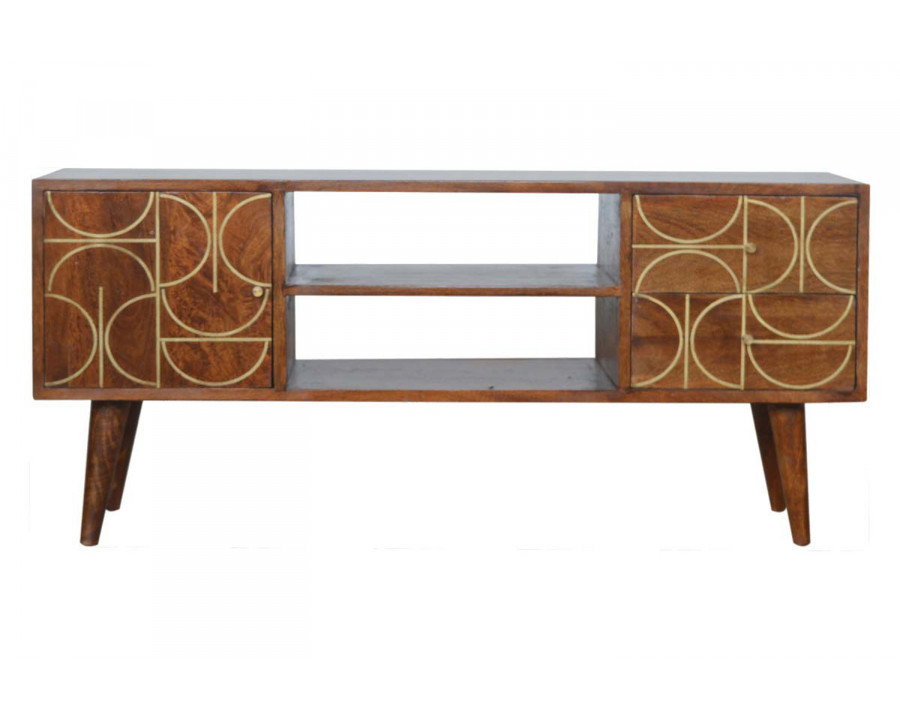 Artisan - Gold Inlay Abstract Media Unit in Chestnut