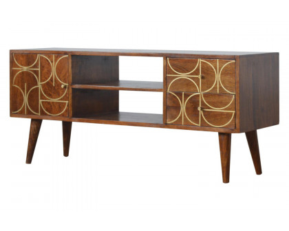 Artisan - Gold Inlay Abstract Media Unit in Chestnut