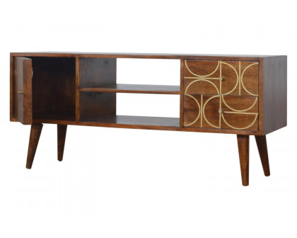 Artisan - Gold Inlay Abstract Media Unit in Chestnut