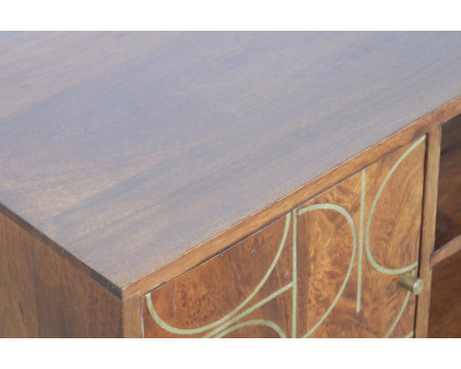 Artisan - Gold Inlay Abstract Media Unit in Chestnut