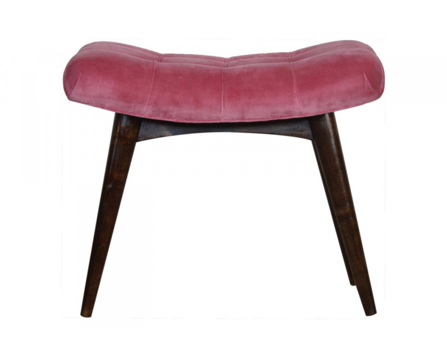 Artisan Curved Bench - Pink Cotton, Velvet