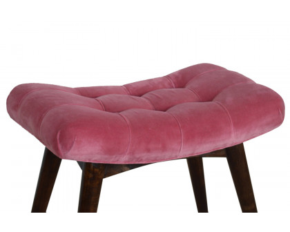 Artisan Curved Bench - Pink Cotton, Velvet