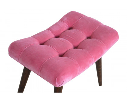 Artisan Curved Bench - Pink Cotton, Velvet