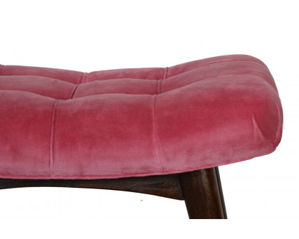 Artisan Curved Bench - Pink Cotton, Velvet