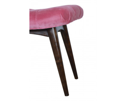 Artisan Curved Bench - Pink Cotton, Velvet