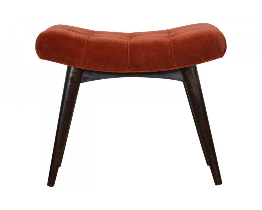 Artisan Curved Bench - Brick Red, Velvet