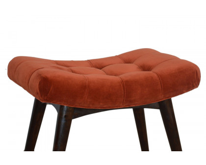 Artisan Curved Bench - Brick Red, Velvet