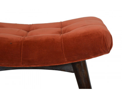 Artisan Curved Bench - Brick Red, Velvet