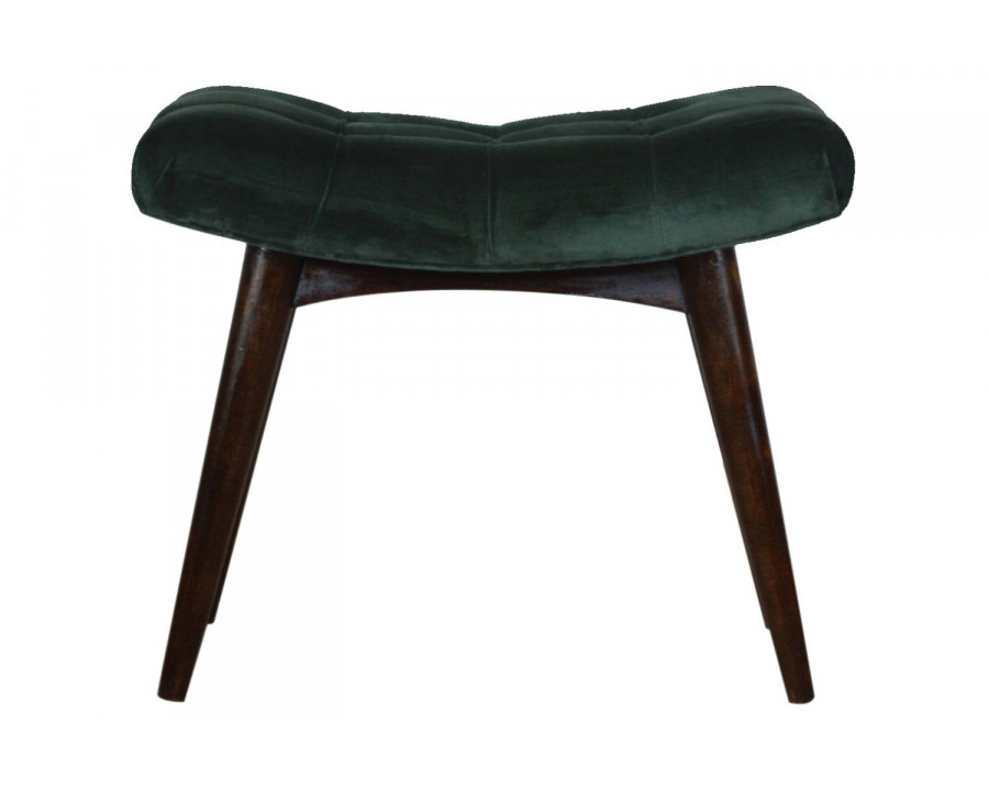 Artisan Curved Bench - Emerald Green, Velvet