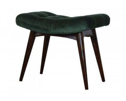 Artisan Curved Bench - Emerald Green, Velvet