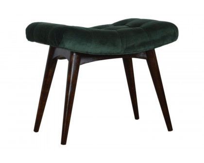 Artisan Curved Bench - Emerald Green, Velvet