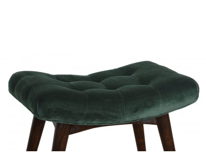 Artisan Curved Bench - Emerald Green, Velvet