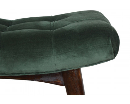 Artisan Curved Bench - Emerald Green, Velvet