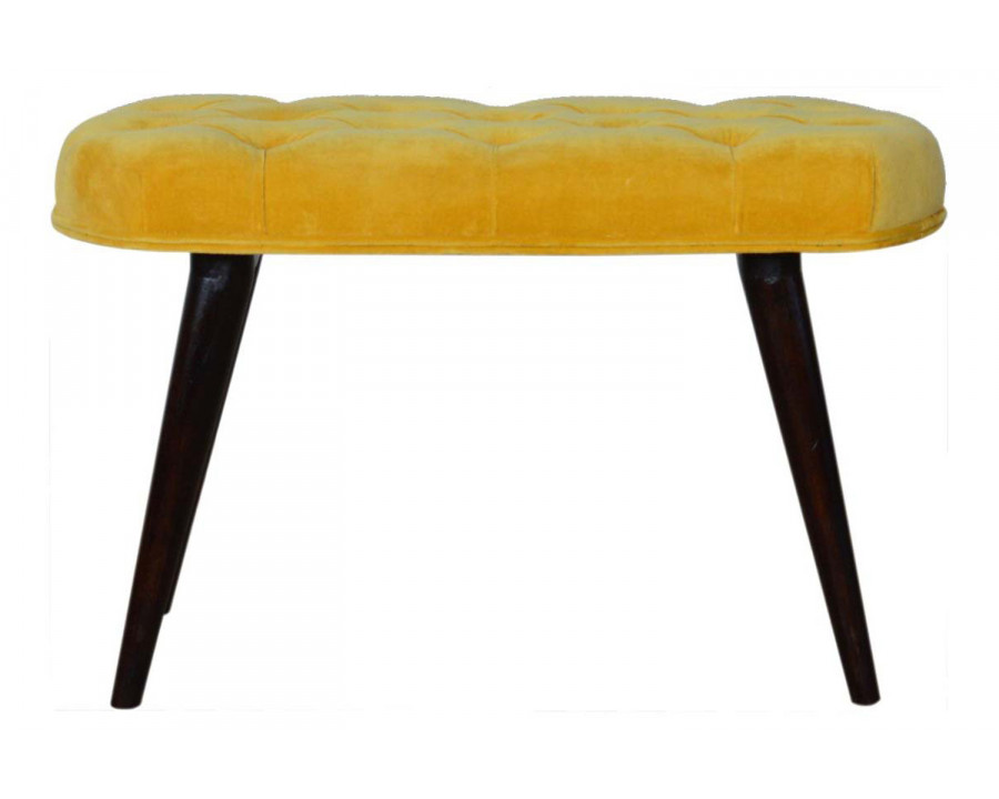 Artisan Deep Button Bench - Mustard, Velvet