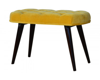 Artisan Deep Button Bench - Mustard, Velvet