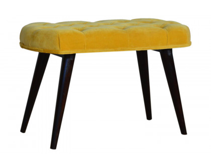 Artisan Deep Button Bench - Mustard, Velvet